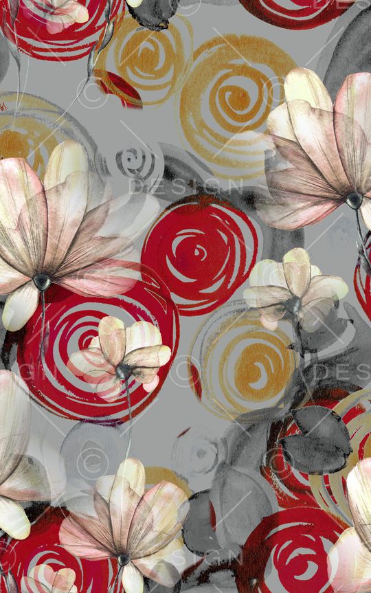 水彩花卉印花华亿平台图片