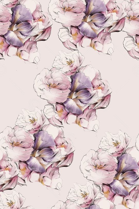 手绘花卉印花华亿平台图片