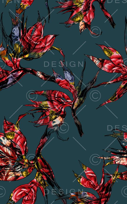 线条花卉印花华亿平台图片