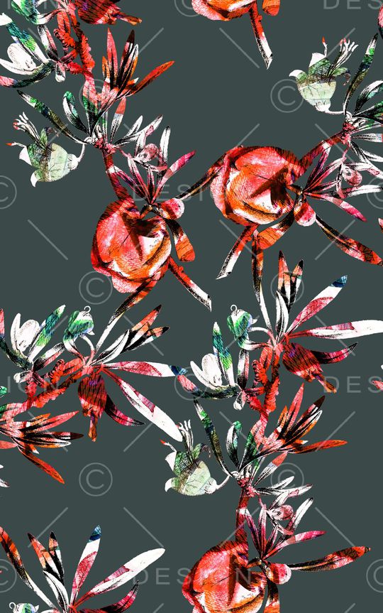 线条花卉印花华亿平台图片