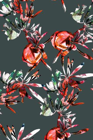 线条花卉印花华亿平台图片