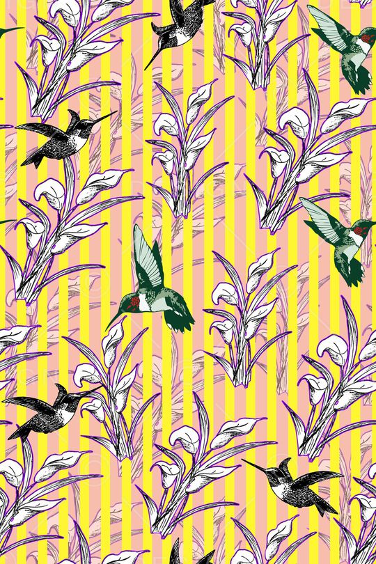 线条花卉印花华亿平台图片