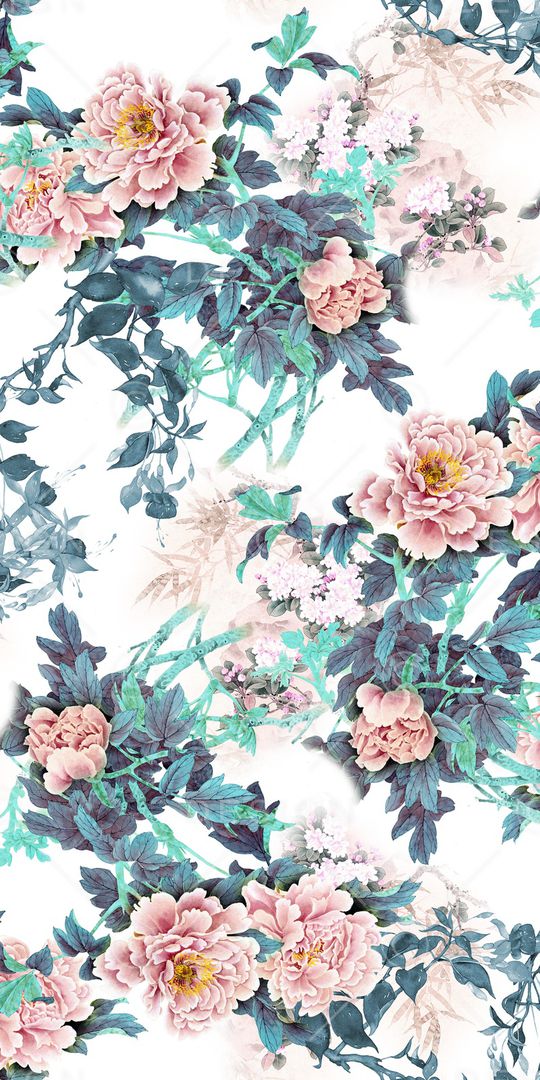 手绘花卉印花华亿平台图片