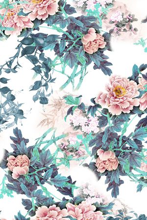 手绘花卉印花华亿平台图片