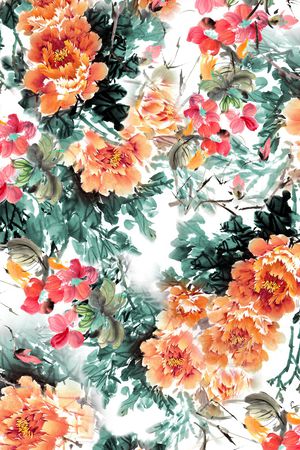 手绘花卉印花华亿平台图片