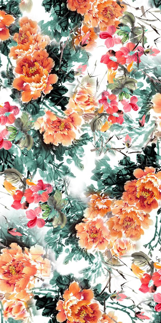 手绘花卉印花华亿平台图片