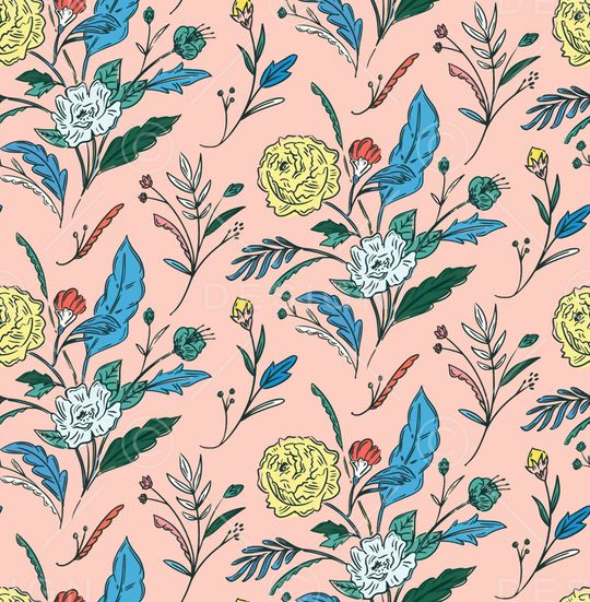 手绘花卉印花华亿平台图片