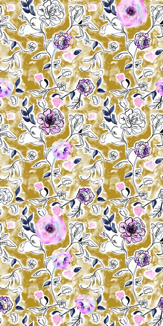 手绘花卉印花华亿平台图片