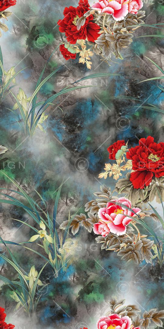 牡丹印花华亿平台图片