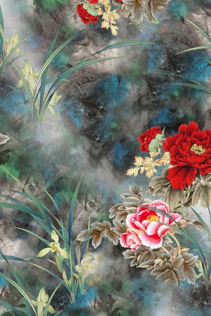 牡丹印花华亿平台图片