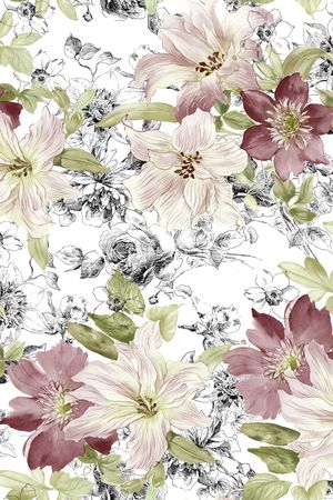 线条花卉印花华亿平台图片