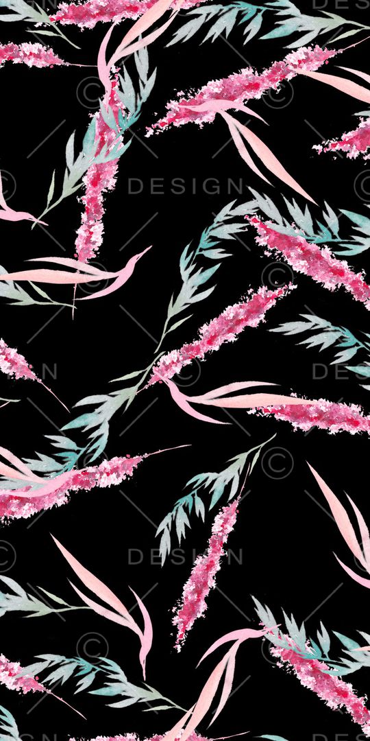 黑底花卉印花华亿平台图片