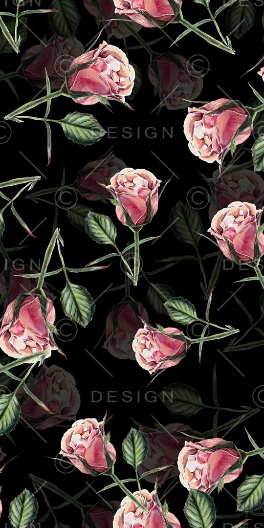 黑底花卉印花华亿平台图片