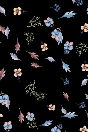 黑底花卉印花华亿平台图片