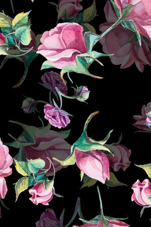 黑底花卉印花华亿平台图片