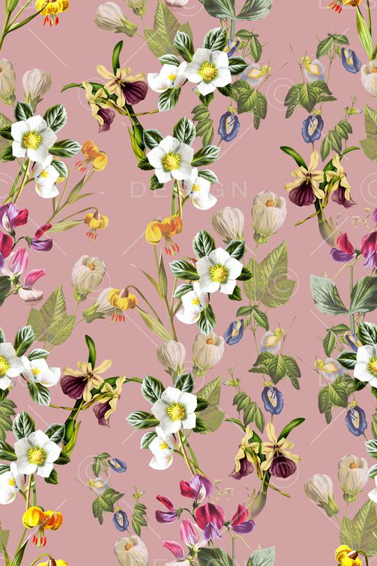 黑底花卉印花华亿平台图片