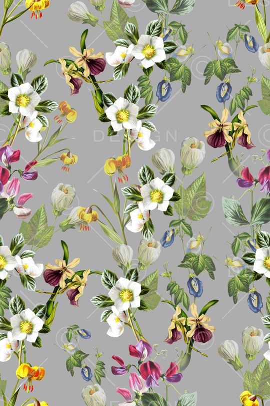 黑底花卉印花华亿平台图片