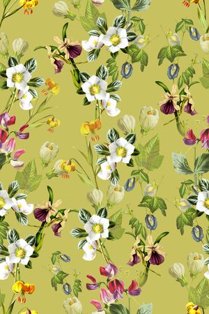 黑底花卉印花华亿平台图片