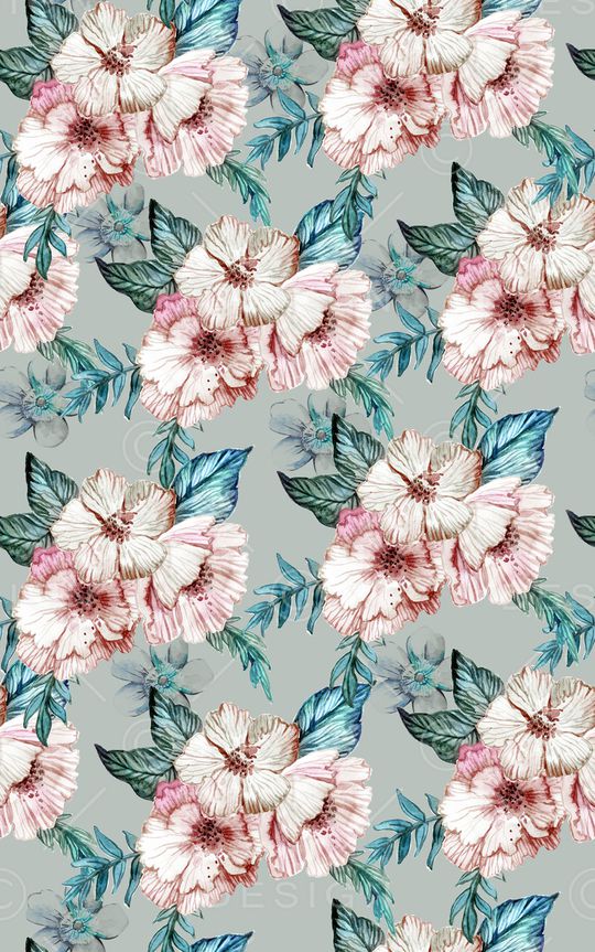 水彩花卉印花华亿平台图片