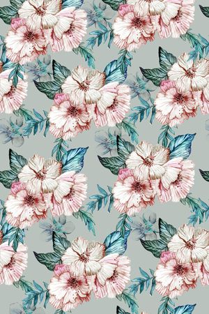 水彩花卉印花华亿平台图片