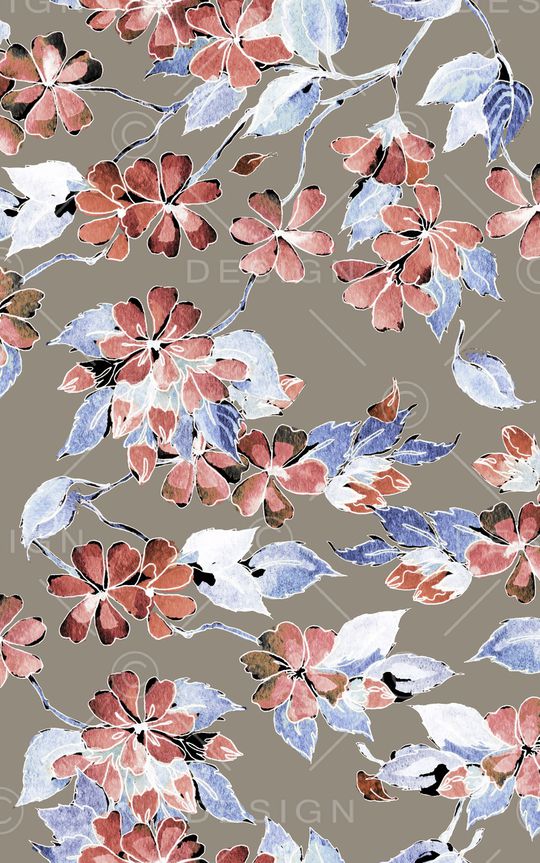 水彩花卉印花华亿平台图片