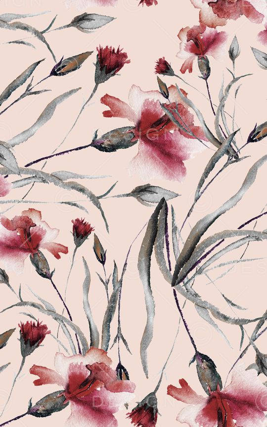 水彩花卉印花华亿平台图片