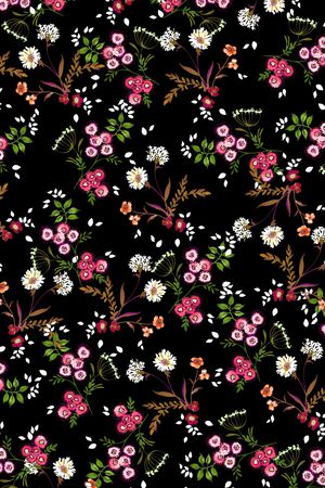 黑底花卉印花华亿平台图片