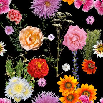 黑底花卉印花华亿平台图片