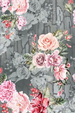 手绘花卉印花华亿平台图片