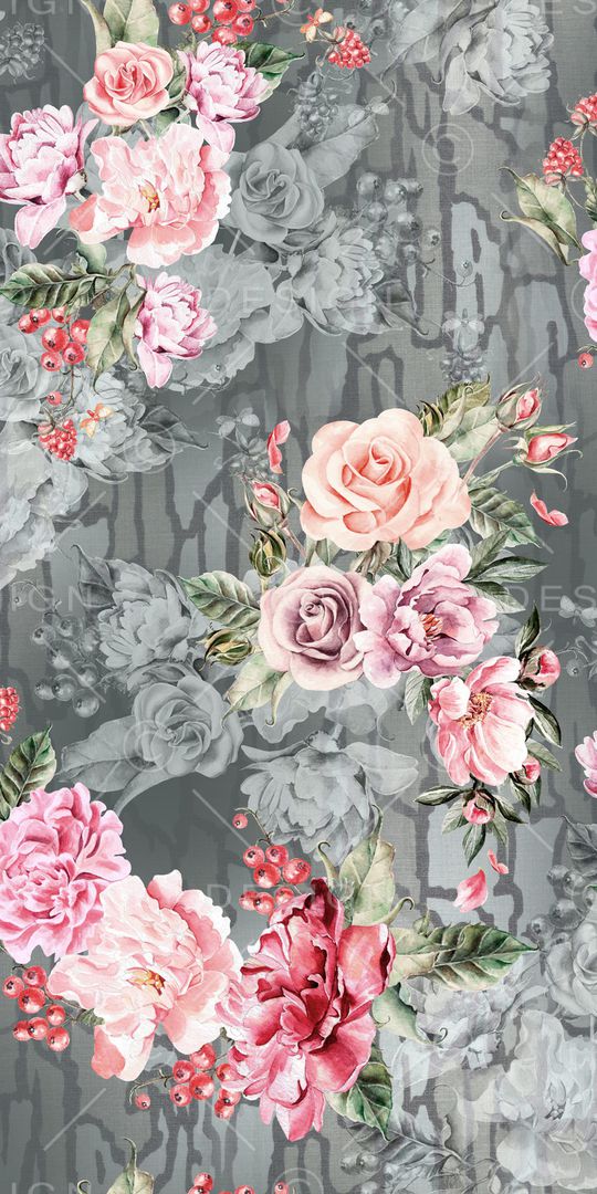 手绘花卉印花华亿平台图片