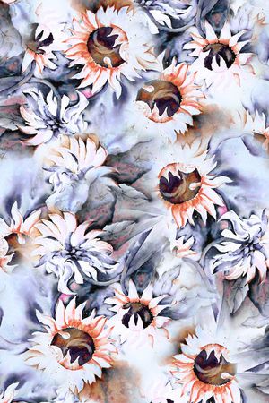 向日葵印花华亿平台图片