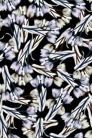 黑底花卉印花华亿平台图片