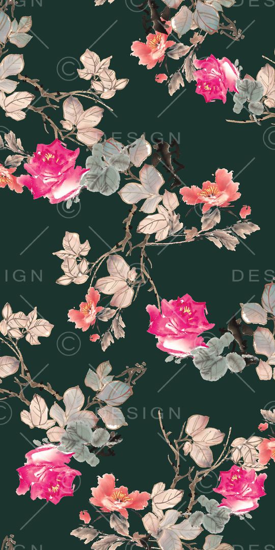 手绘花卉印花华亿平台图片