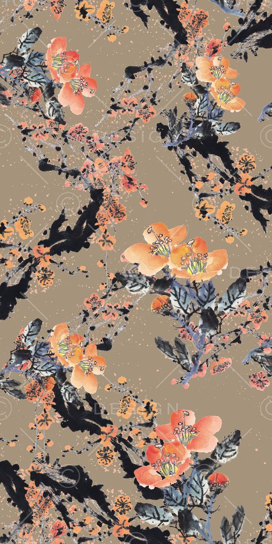 手绘花卉印花华亿平台图片