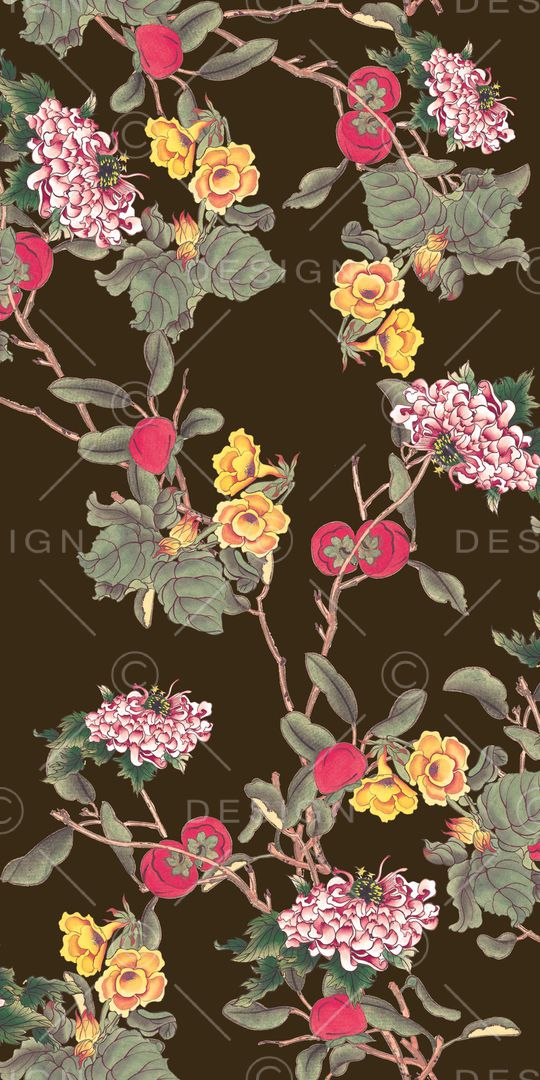 手绘花卉印花华亿平台图片