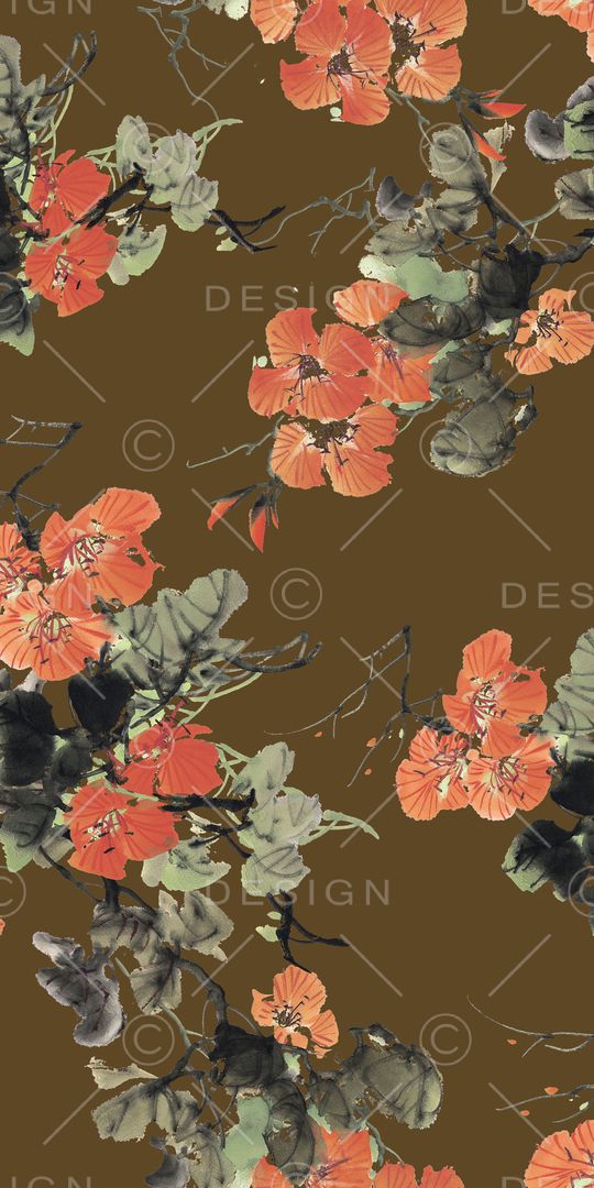 手绘花卉印花华亿平台图片