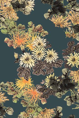 手绘花卉印花华亿平台图片