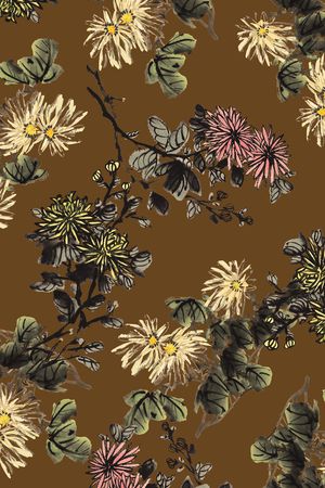 手绘花卉印花华亿平台图片