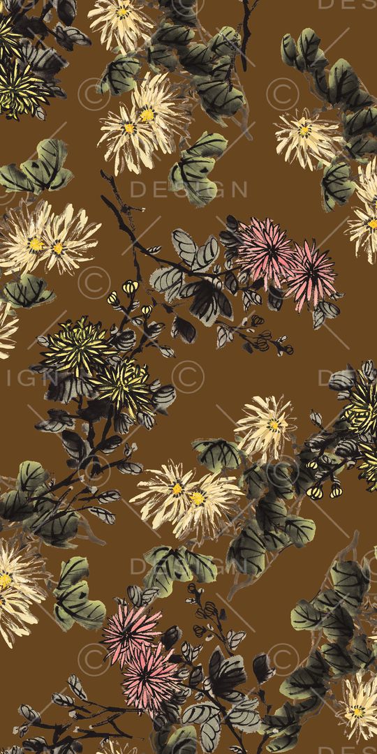 手绘花卉印花华亿平台图片