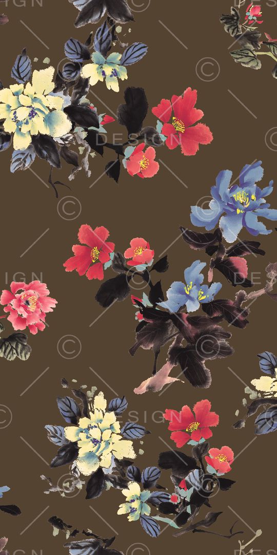 手绘花卉印花华亿平台图片