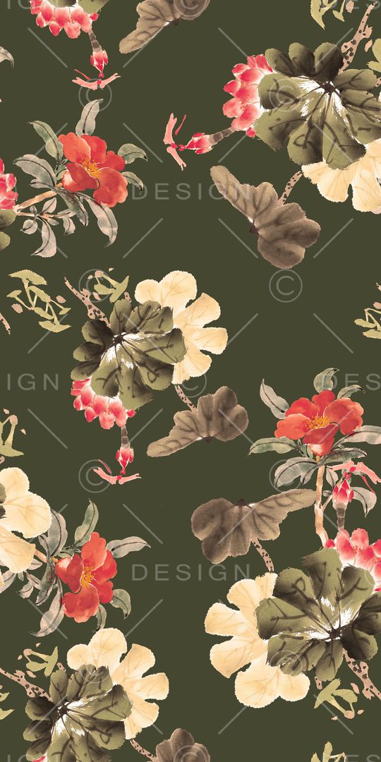 手绘花卉印花华亿平台图片