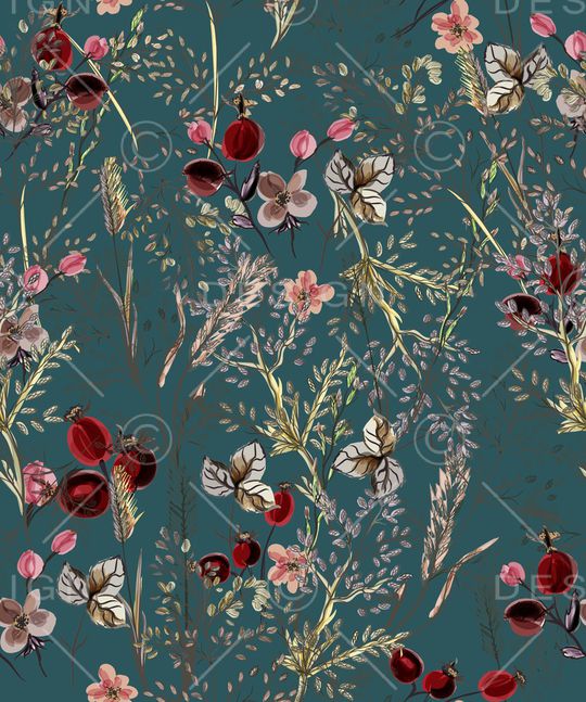 水彩花卉印花华亿平台图片