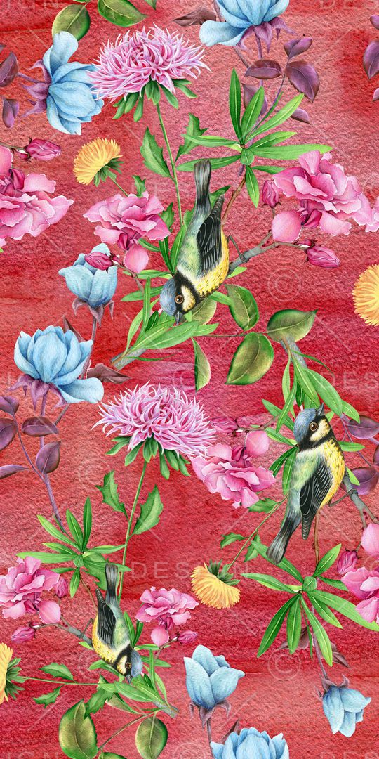 手绘花卉印花华亿平台图片