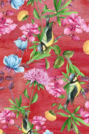 手绘花卉印花华亿平台图片