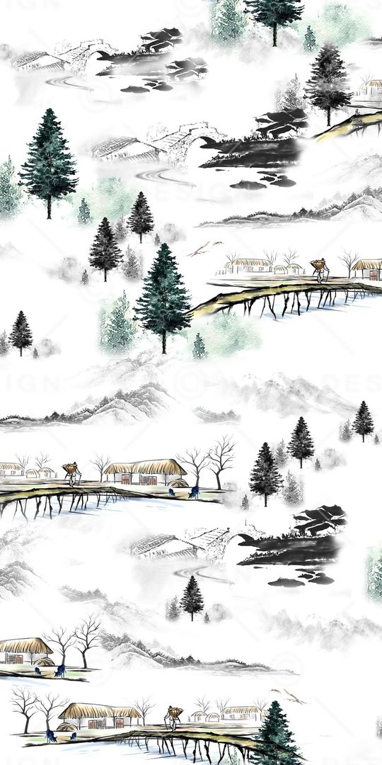 风景景观印花华亿平台图片