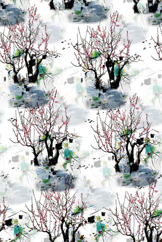 梅花印花华亿平台图片