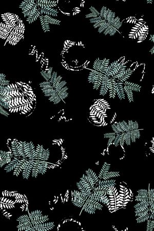 黑底花卉印花华亿平台图片