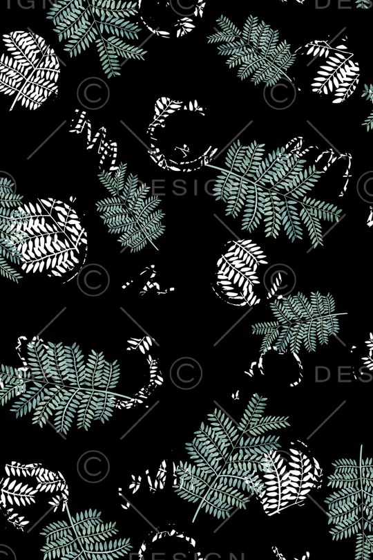 黑底花卉印花华亿平台图片