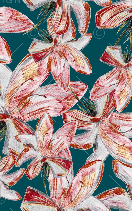 线条花卉印花华亿平台图片