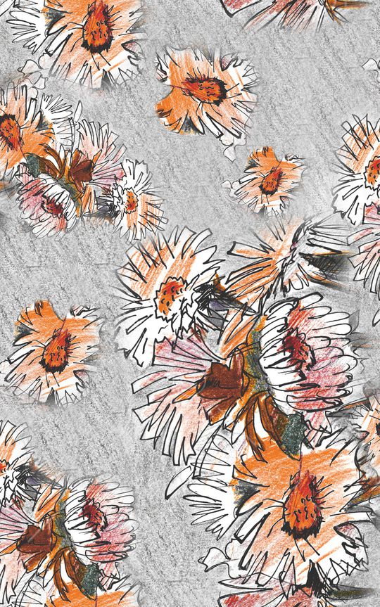 线条花卉印花华亿平台图片